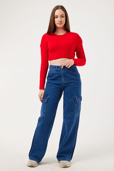 POODLE Pulover Crop tricotat pentru damă