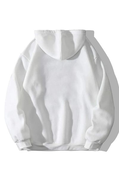 ALCİNOUS Unisex Λευκό Happiest εμπριμέ φούτερ με κουκούλα