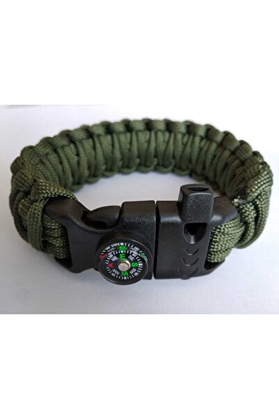 hobi outdoor HAKİ Yeşil Paracord Survival Outdoor Bileklik 5in 1  KAMP PUSULA...