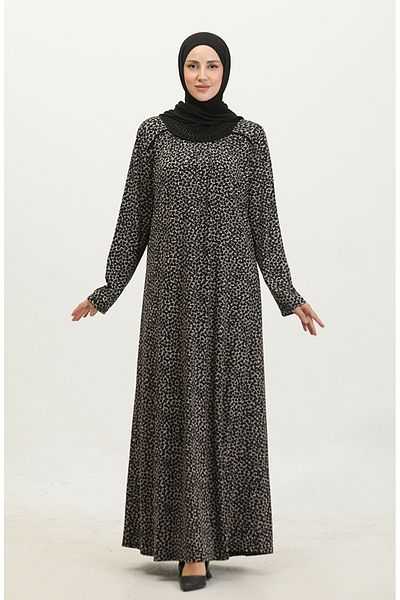 sefamerve Φόρεμα με πέτρινη λεπτομέρεια Viscose Plus Size - Μαύρο 4430H-01
