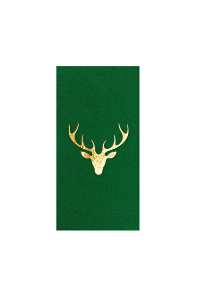 Story 33x33 cm Altın Varak Yılbaşı Geyik Desenli 16'lı 1/8 Katlama Yeşil Renk...