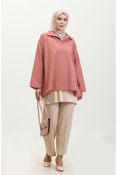 sefamerve 2007-02 Μοντέλο Dusty Rose Oversize Tunic