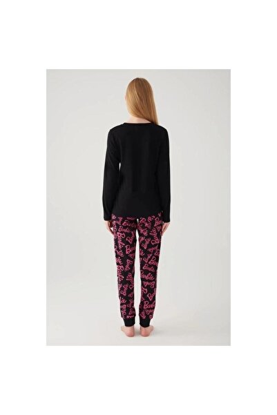 Pierre Cardin Barbie 1766 Kadın Yuvarlak Yaka Uzun Kol Pijama Takım