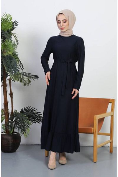 sefamerve Φόρεμα Navy Blue Belted - 0582-02