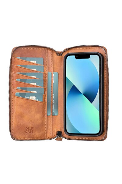 PLM Apple iPhone 13 Uyumlu Deri Zip Kılıf TN11