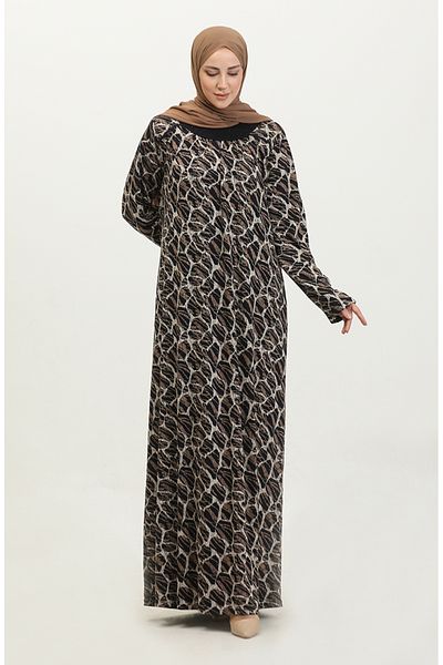 sefamerve Φόρεμα βισκόζης με λαιμόκοψη Navy Blue Mink Plus Size - 4430N-01