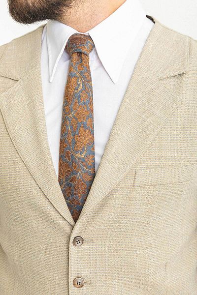 Mcr Slim Fit Wide Collar Men's Trouser Vest Suit Beige-Ecru - 10925.23Y