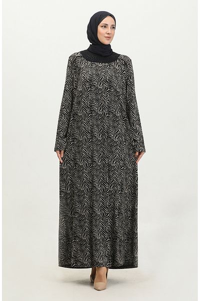 sefamerve Φόρεμα Navy Blue Viscose - Πέτρινο γιακά με λεπτομέρειες, Plus Size 4430G-02