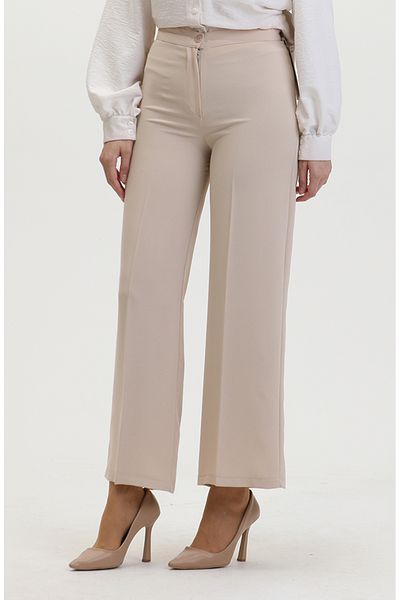 sefamerve Beige Colored Wide Leg Trousers - 1152-01 Model