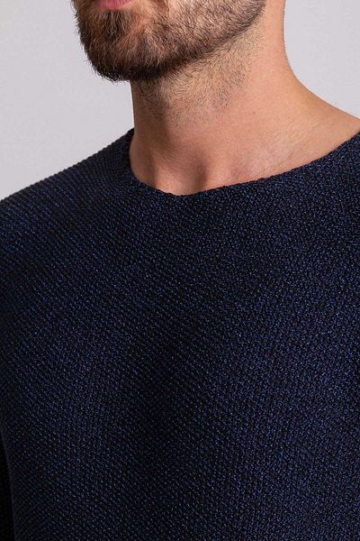 Mcr Lase Slim Fit Crew Neck بأكمام طويلة للرجال تريكو أزرق داكن - 11155.18y