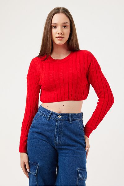 POODLE Pulover Crop tricotat pentru damă