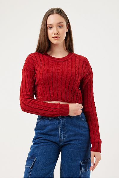 POODLE Pulover Crop tricotat pentru damă