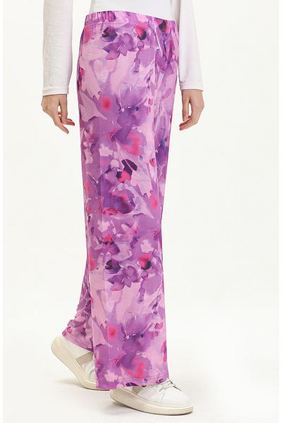 sefamerve Pantaloni largi cu model violet deschis - 8603-01