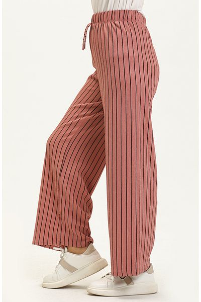 sefamerve Dried Rose Striped Wide Leg Trousers - 8588-03