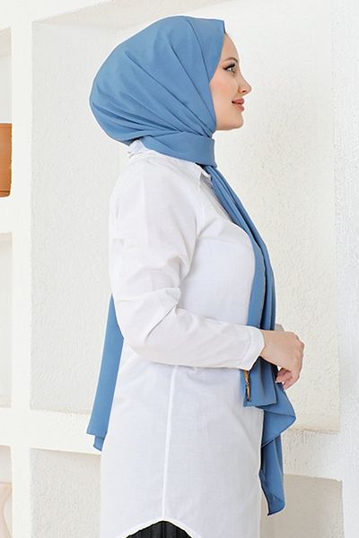 ModaMerve Şal albastru din şifon - NYA053-001