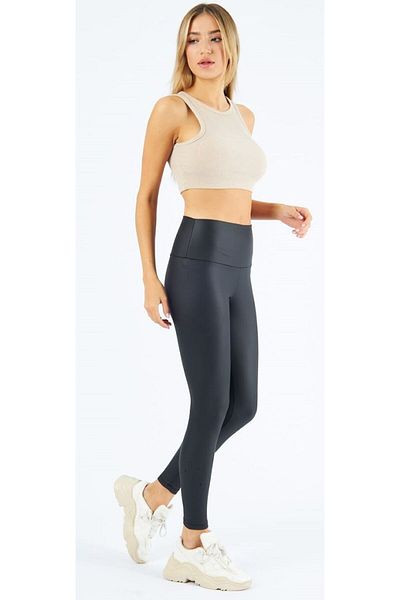 Miss couture Matte Raised and Recovery Leather Leggings with High Belt and Leg Length for All Sizes