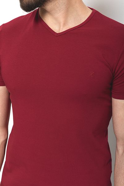 Mcr Plain Super Slim Fit V-Neck Basic Men's T-Shirt Claret Red - 36361.17Y