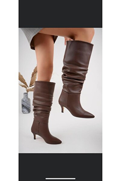 Abari ince topuklu körüklü çizme