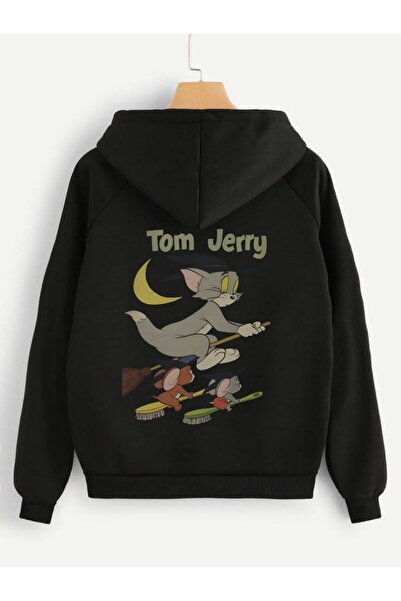 MAYDAY CULTURE Φούτερ με κουκούλα Tom and Jerry με σχέδιο, μαύρο, ελαφρύ - Τρ...