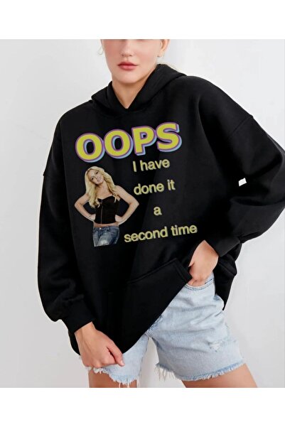 MAYDAY CULTURE سويت شيرت أسود بريتني سبيرز أوبس آي ديد خفيف الوزن فضفاض بثلاث...