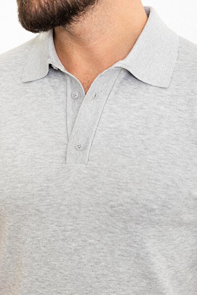 Mcr Прямий Slim Fit Поло з коміром Чоловічий трикотажний футболка Сірий - 11488.24Y