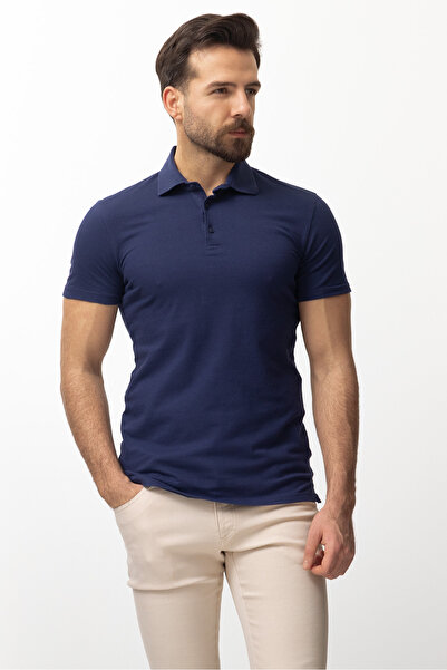 Mcr Ανδρικό μπλουζάκι Duz Slim Fit Polo Neck Navy Blue - 36693.22Y