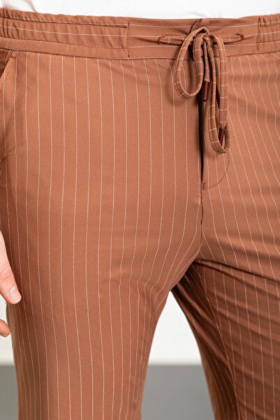 Mcr Смугасті чоловічі шорти Super Slim Fit з еластичним поясом і шнурком, колір цегла - 18109.24Y