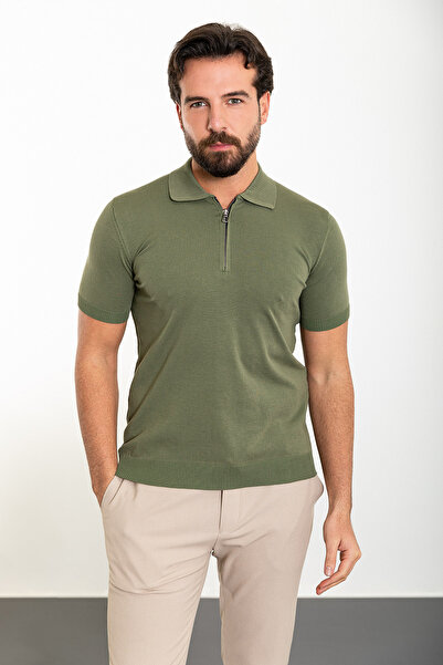 Mcr Прямий Slim Fit на блискавці з поло-коміром чоловічий трикотажний футболк...