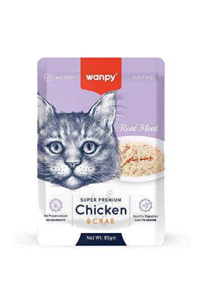 Wanpy Pouch Tavuklu Yengeçli Kedi Yaş Maması 85 gr