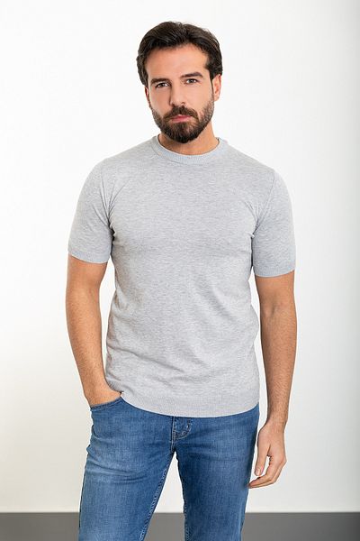Mcr Tricou drept slim cu decolteu pentru bărbați, gri - 11476.24y
