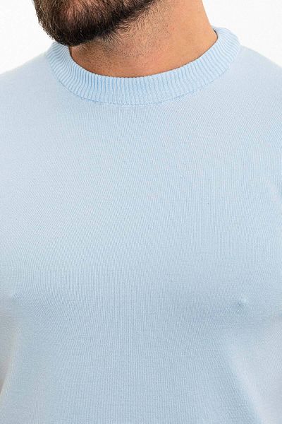 Mcr Tricou tricot pentru bărbați, albastru, slim fit, cu decolteu