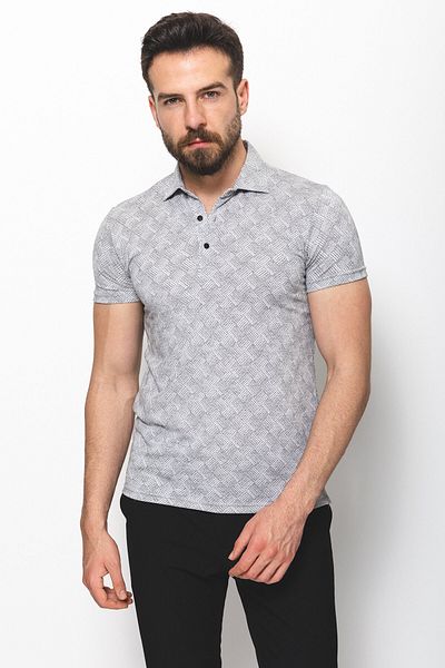 Mcr Ανδρικό μπλουζάκι με μοτίβο Slim Fit Polo Neck Ecru - 36716.22y
