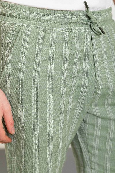 Mcr Striped Super Slim Fit Elastic Waist Drawstring Men's Shorts Green - 18108.24Y