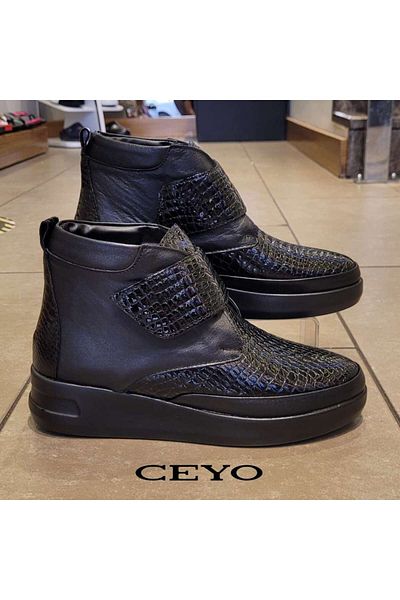 Ceyo Γυναικείες μπότες από γνήσιο δέρμα Full Orthopedic Velcro