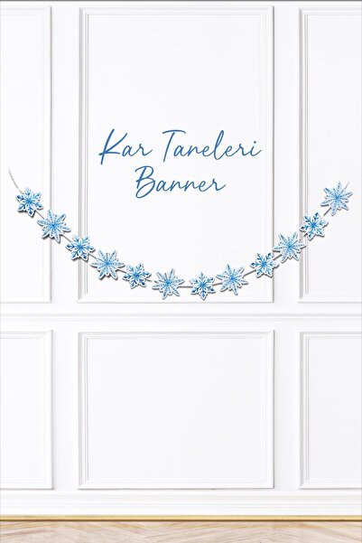PEKSHOP Kar Taneleri Banner Elsa Temalı Doğum Günü Süsleri