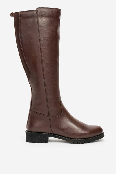 Dericlub Kadın Topuklu Fermuarlı Çizme Gerçek Deri Br 08011 Kahverengi