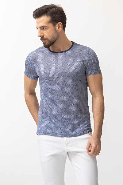 Mcr Ανδρικό μπλουζάκι με σχέδιο Slim Fit Crew Neck Navy Blue - 36701.22Y