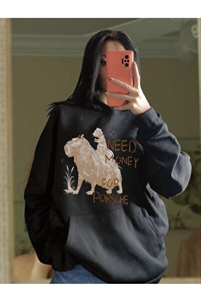 MAYDAY CULTURE سويت شيرت أسود خفيف الوزن فضفاض بثلاثة خيوط / منتج عارضة أزياء...