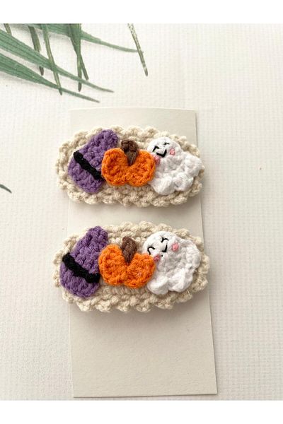 Kadın Girişimciler Atölyesi Drăguț Ghost Casper și Icoane de Halloween Accesoriu de păr realizat manual din 2 piese