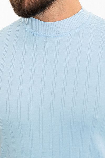 Mcr Tricou tricot pentru bărbați, albastru, slim fit, cu jumătate de gât