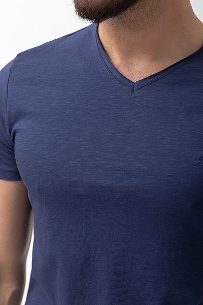Mcr Patterned Slim Fit V-Neck Basic Men's T-Shirt Navy Blue - 36360.17Y