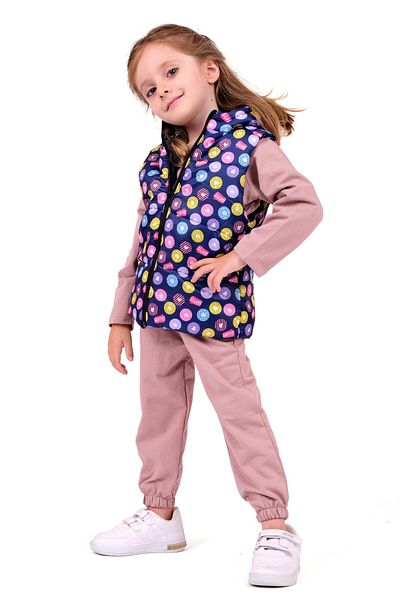 TRENDİMİZBİR Baby Girl Sweet Written Hooded Vest Set - Dried Rose