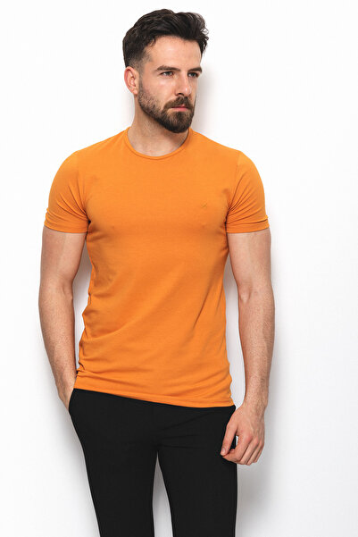 Mcr Flat Super Slim fit okrugla kragna Osnovni Muški T-shirt Apricot - 36362.17Y