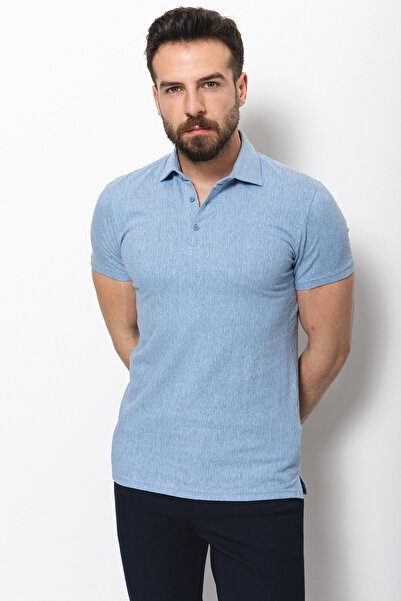 Mcr Ανδρικό μπλουζάκι με λεπτή εφαρμογή με λαιμόκοψη πόλο μπλε - 36714.22Y