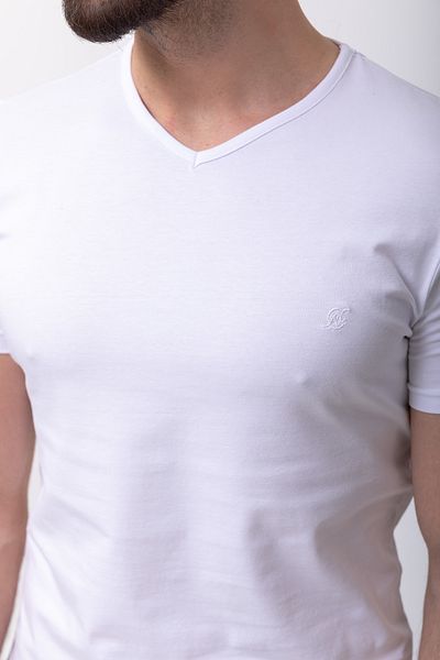 Mcr Plain Super Slim Fit V-Neck Basic Men's T-Shirt White - 36361.17Y