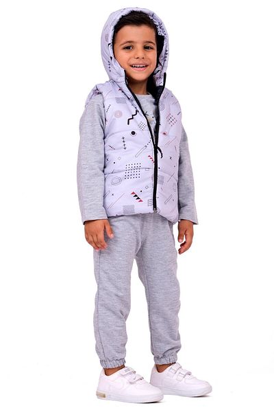 TRENDİMİZBİR Baby Boy 3-Piece Set with Hooded Vest - Gray