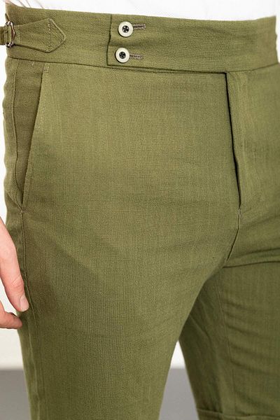Mcr Plain Super Slim Fit Belted Linen Men's Shorts Khaki - 18106.24Y