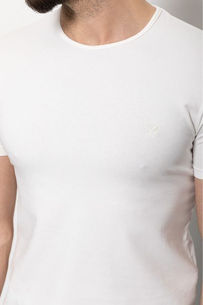 Mcr Plain Super Slim Fit Crew Neck Basic Men's T-Shirt Ecru - 36362.17Y