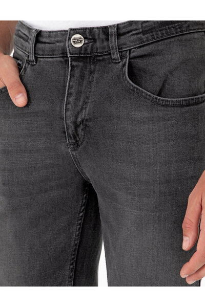 Pierre Cardin PİERRE CARDİN DOKUMA KUMAŞ SLİM FİT ANTRASİT DENİM PANTOLON