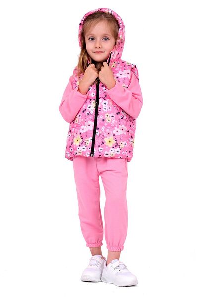 TRENDİMİZBİR Pink Flower Patterned Baby Girl 3 Piece Set